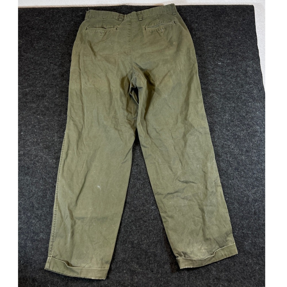 VTG 90s GAP Khakis Relaxed Double Pleated Front Olive Green Cotton Pants 36x30